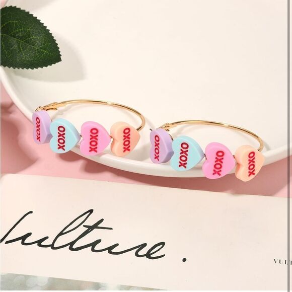 Valentine’s Conversation Hearts Earring Hoops 💕 - Picture 4 of 5